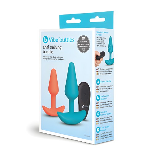Anal Training Bundle 2-Piece Set Includes Beginner Plug & Rechargeable Vibrating Plug w/Remote