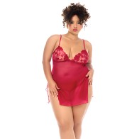 Luxe Babydoll w/Adjustable Straps & G-String - Red 1X/2X