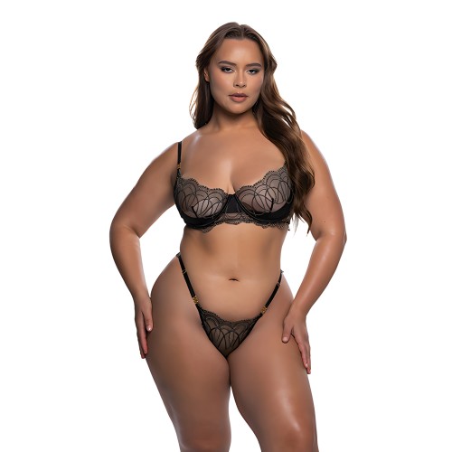 Beaded Belle 2-Piece Set - Black/Gold 1X