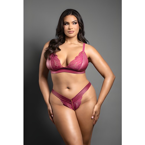 Domina Bralette de Encaje y Panty - Berry QN