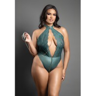 Domina Lace Halter Teddy - Green QN