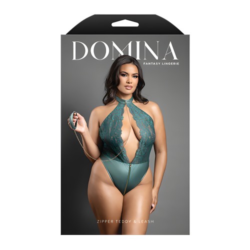 Domina Lace Halter Teddy - Green QN