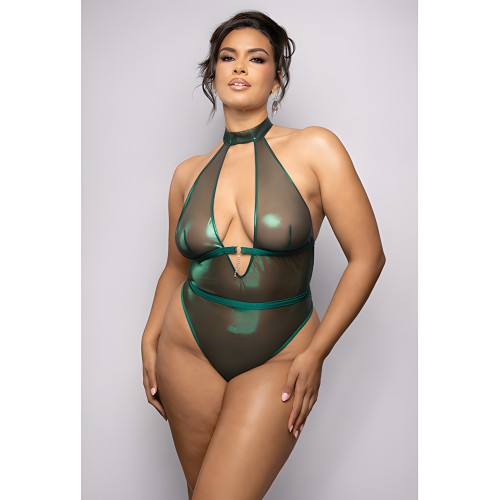 Teddy Halter de Malla Brillante - Verde 3X/4X