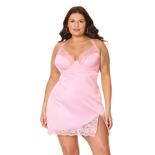 Kissed by Satin Underwire Chemise - Luxurious Plus Size Lingerie