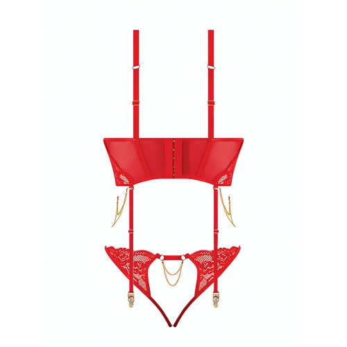 Cecily Lace & Mesh Bustier - Red SM