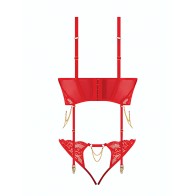 Cecily Lace & Mesh Bustier - Red SM