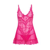 Valentine Lace Babydoll - Rose