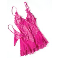 Valentine Lace Babydoll - Rose