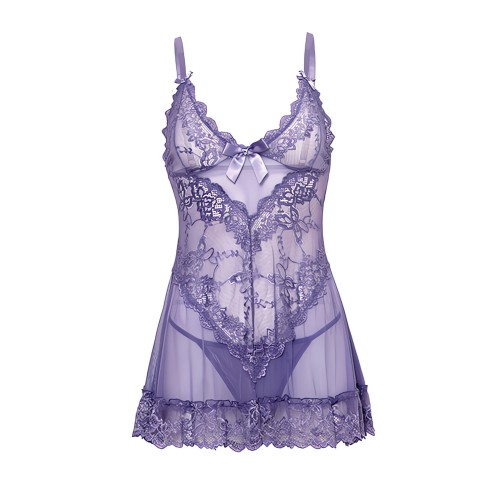 Valentine Lace Babydoll - Purple 1X/2X