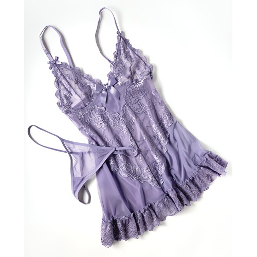 Valentine Lace Babydoll - Purple 1X/2X