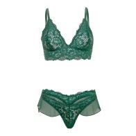 Alessia Soft Cup Lace & Mesh 2 pc Set - Green LG