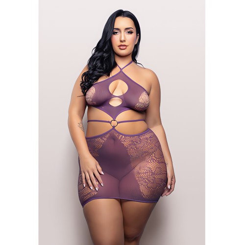 Vixen Focus On Me Halter Dress w/Key Ring Details - Purple QN