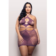 Vixen Focus On Me Halter Dress w/Key Ring Details - Purple QN