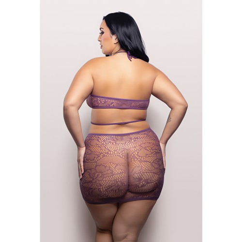 Vixen Focus On Me Halter Dress w/Key Ring Details - Purple QN