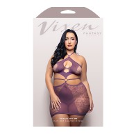 Vixen Focus On Me Halter Dress w/Key Ring Details - Purple QN