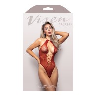 Vixen Just Kissed Lace Teddy - Red O/S