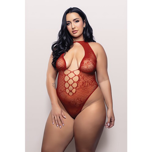 Vixen Just Kissed Seamless Lace Teddy - Red QN