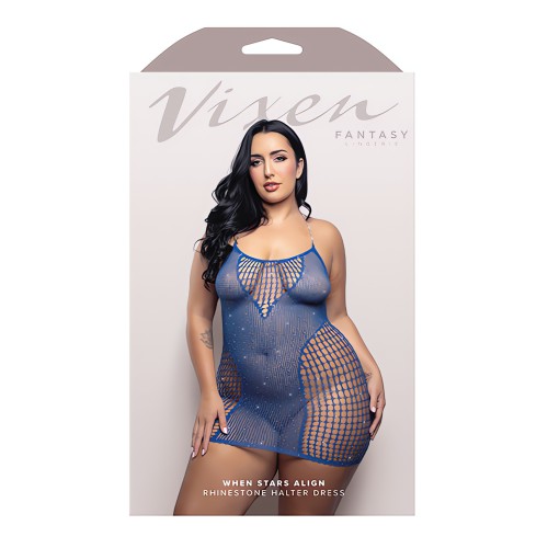 Vestido Halter Vixen When Stars Align con Piedras - Azul QN