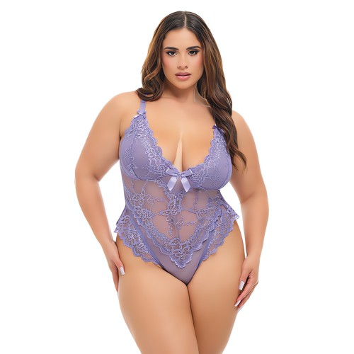 Valentine Soft Cup Lace Teddy - Purple 3X/4X