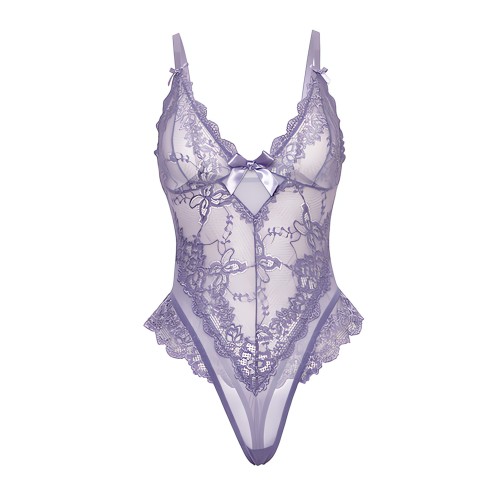Valentine Soft Cup Lace Teddy - Purple 3X/4X
