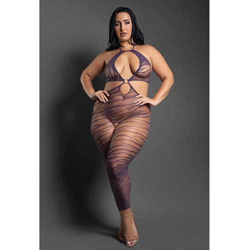 Sheer Set Me Free Mesh Body Stocking - Purple QN