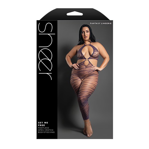 Sheer Set Me Free Malla Bodystocking - Púrpura QN