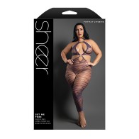 Sheer Set Me Free Malla Bodystocking - Púrpura QN