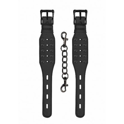 Ouch! Skulls And Bones Handcuffs With Spikes Black - Edgy Accessories