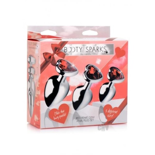 Red Heart Gem Anal Plug Set for Intimate Exploration