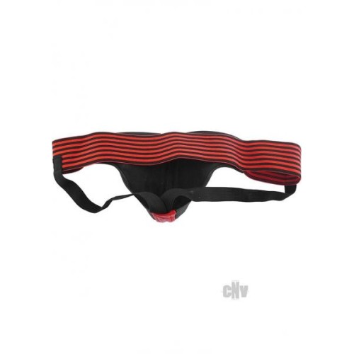 Rouge Leather Striped Jockstrap XL - Red Black