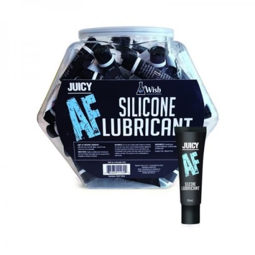 Juicy AF Silicone Lubricant 10ml Fishbowl Display 65 Pieces